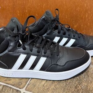 Adidas Men's Black Sneakers with White Stripes